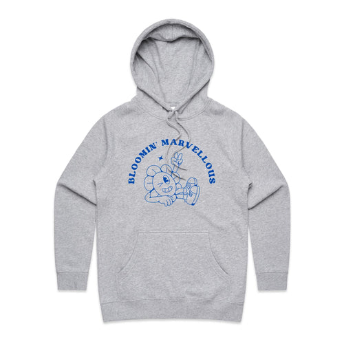 Bloomin' Marvellous - Womens Hoodie Grey Marle Womens Hoodie Positivity Printed In Australia