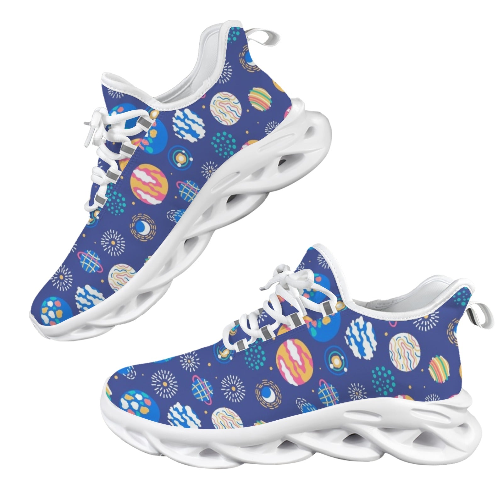Planets On Blue Women's Twisted Sole Sneakers