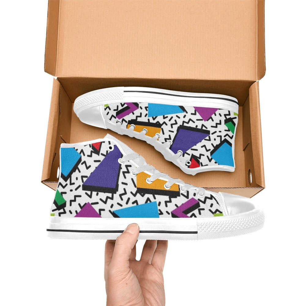 80's Abstract - Women's High Top Canvas Shoes Womens Classic High Top Shoes Printed Offshore Retro