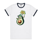 Avocado, I Don't Give A Guac - Staple Ringer Tee White Navy Ringer T-Shirt Food Printed In Australia