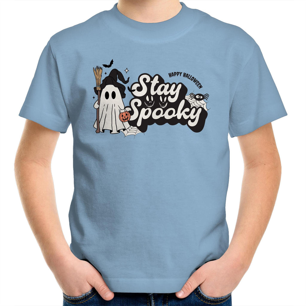 Stay Spooky, Halloween - Kids Youth T-Shirt Carolina Blue Kids Youth T-shirt Halloween Printed In Australia