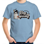 Stay Spooky, Halloween - Kids Youth T-Shirt Carolina Blue Kids Youth T-shirt Halloween Printed In Australia