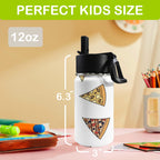 Pizza Slices On White 12oz Kids Water Bottle with Straw Lid