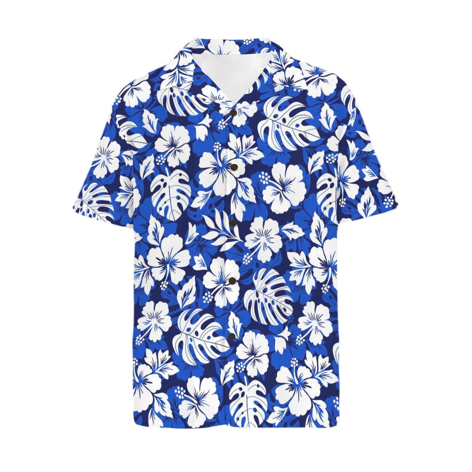 Blue Hawaiian Floral - Men's Hawaiian Shirt (Model T87)