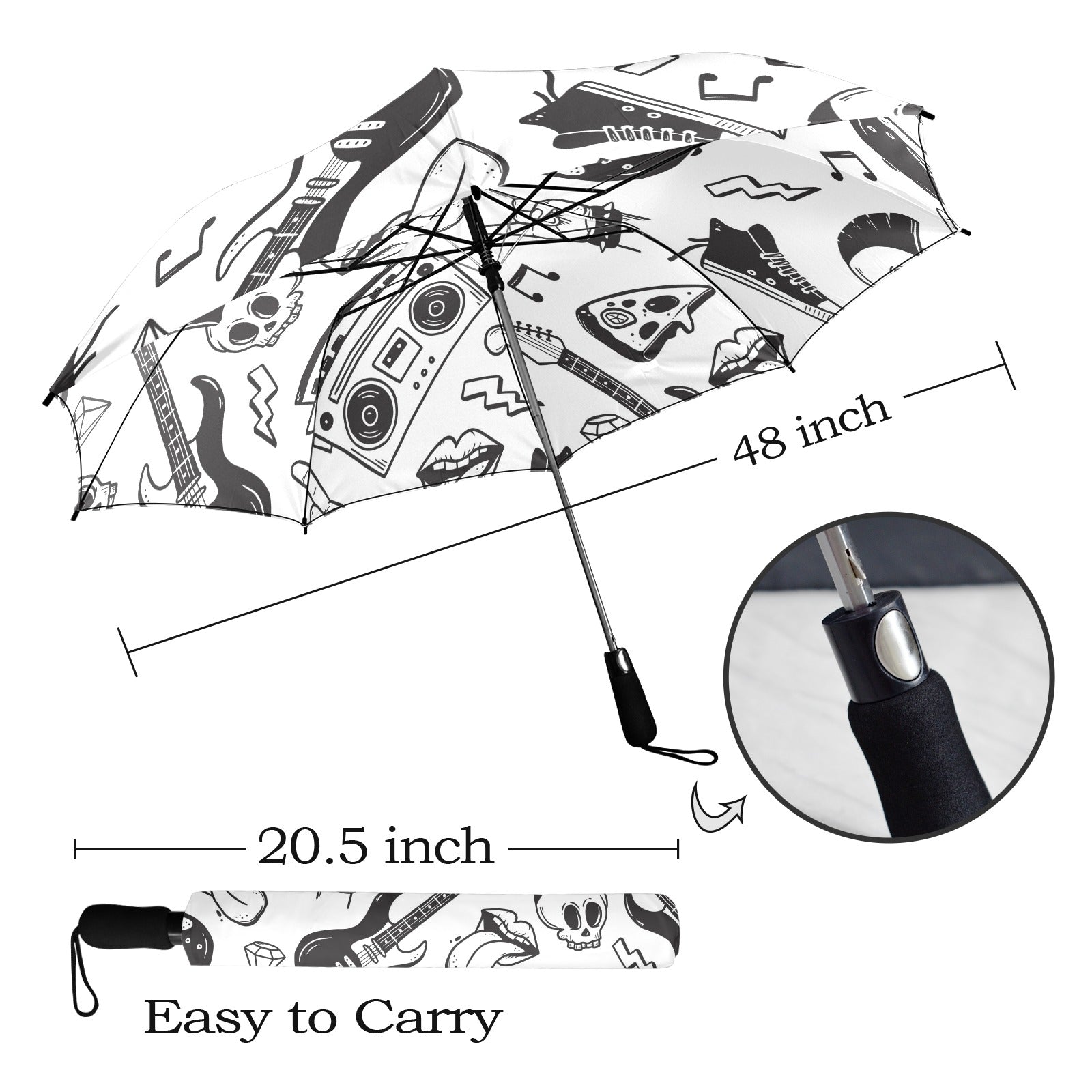 Rock Music - Semi-Automatic Foldable Umbrella (Model U12) Semi-Automatic Foldable Umbrella (U12)