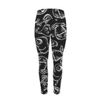 Monsters In Black And White - Women's High Waist Pockets Yoga Leggings