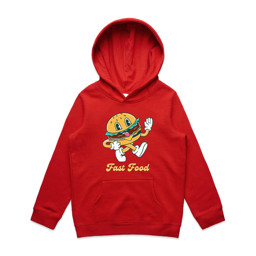 Fast Food - Kids Hoodie Red Kids Hoodie Printed In Australia
