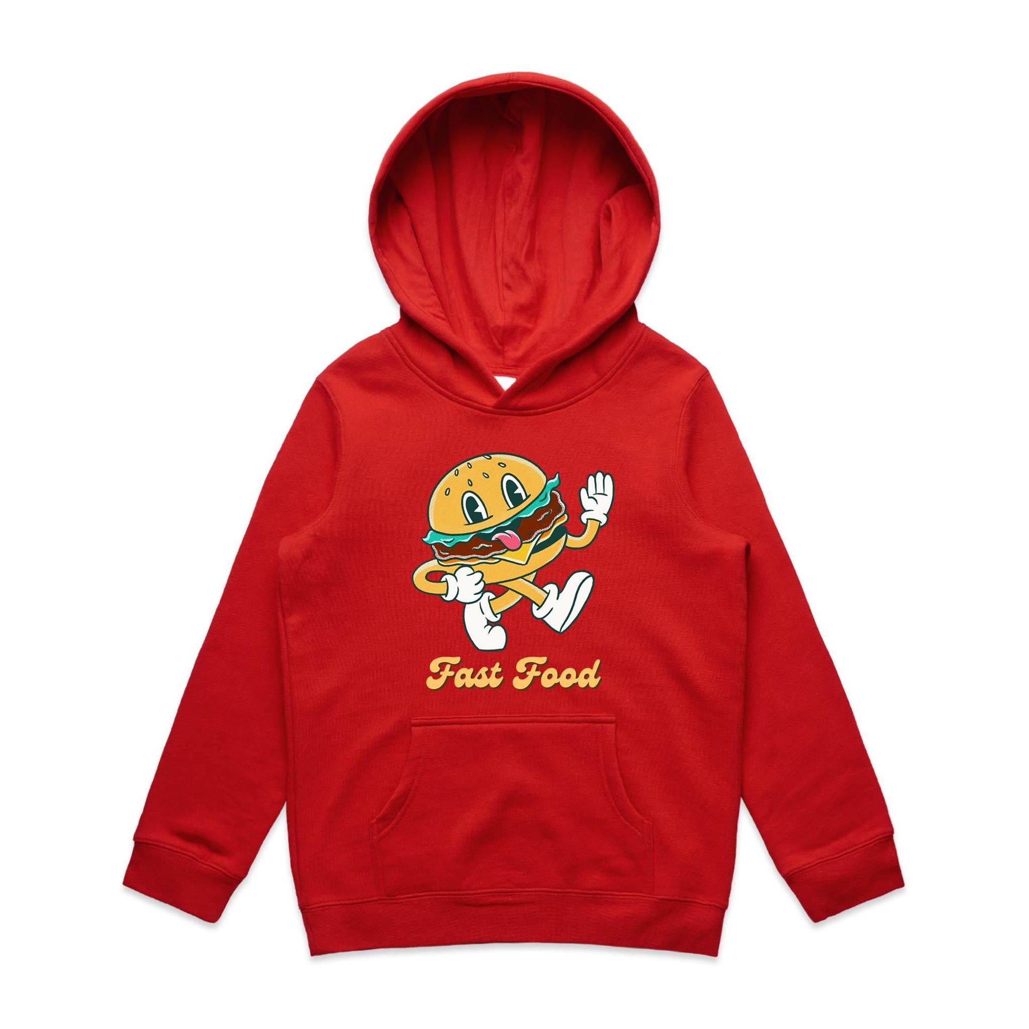 Fast Food - Kids Hoodie Red Kids Hoodie Printed In Australia