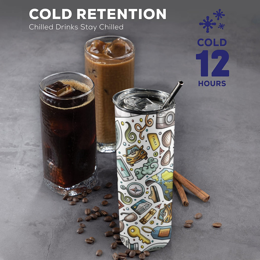 Travel Montage - 20oz Tall Skinny Tumbler with Lid and Straw