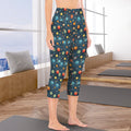 Galaxy Women's High Waist Pocket Capri Yoga Leggings Women's High Waist Capri Yoga Leggings Printed Offshore Space