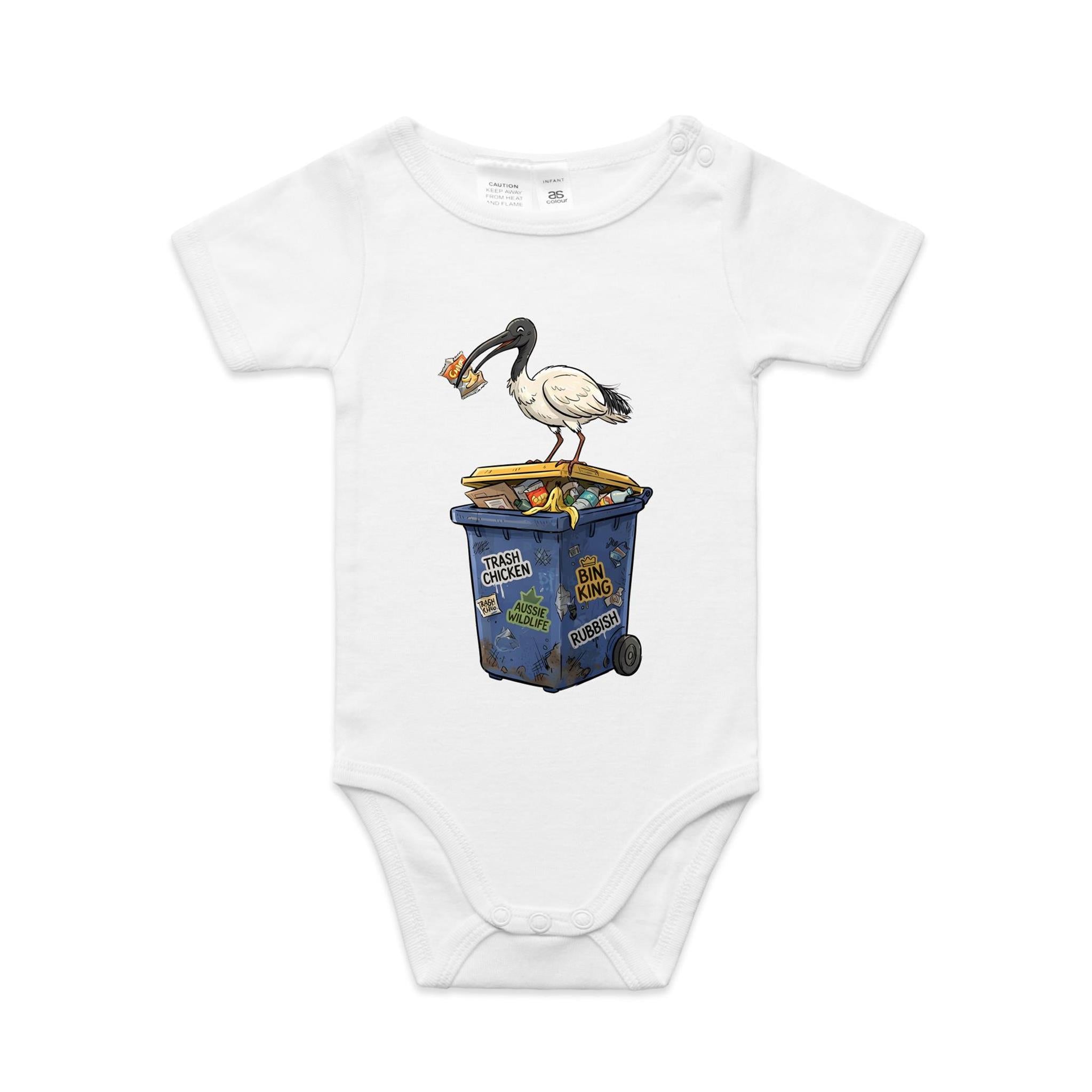 Bin Chicken Australian Ibis AS Colour Baby Bodysuit