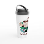 Cool Beans - White 15oz Stainless Steel Travel Mug Travel Mug Coffee Globally Fulfilled