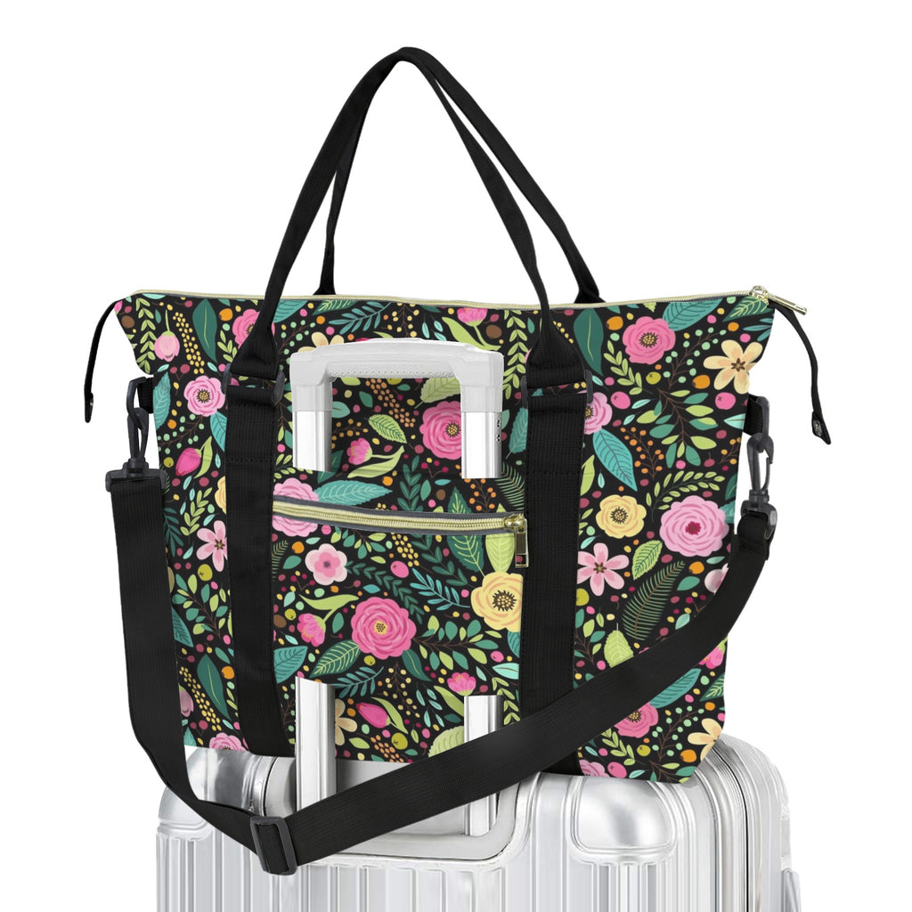 Bright Floral And Leaves Duffle Bag-Simple (Model 1715) One Size Duffle Bag-Simple (1715)