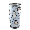 Penguin Love - 20oz Mobile Tumbler with Lid (Black Lock) One Size 20oz Travel Mug animal Love Printed Offshore
