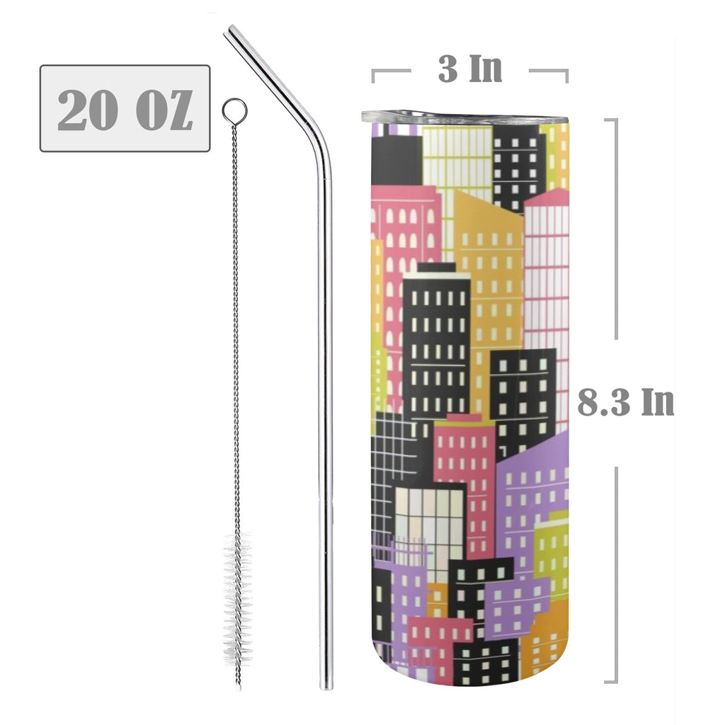 City Scape - 20oz Tall Skinny Tumbler with Lid and Straw