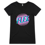 Flex - Womens V-Neck T-Shirt Black Womens Active V-Neck T-shirt Fitness Printed In Australia