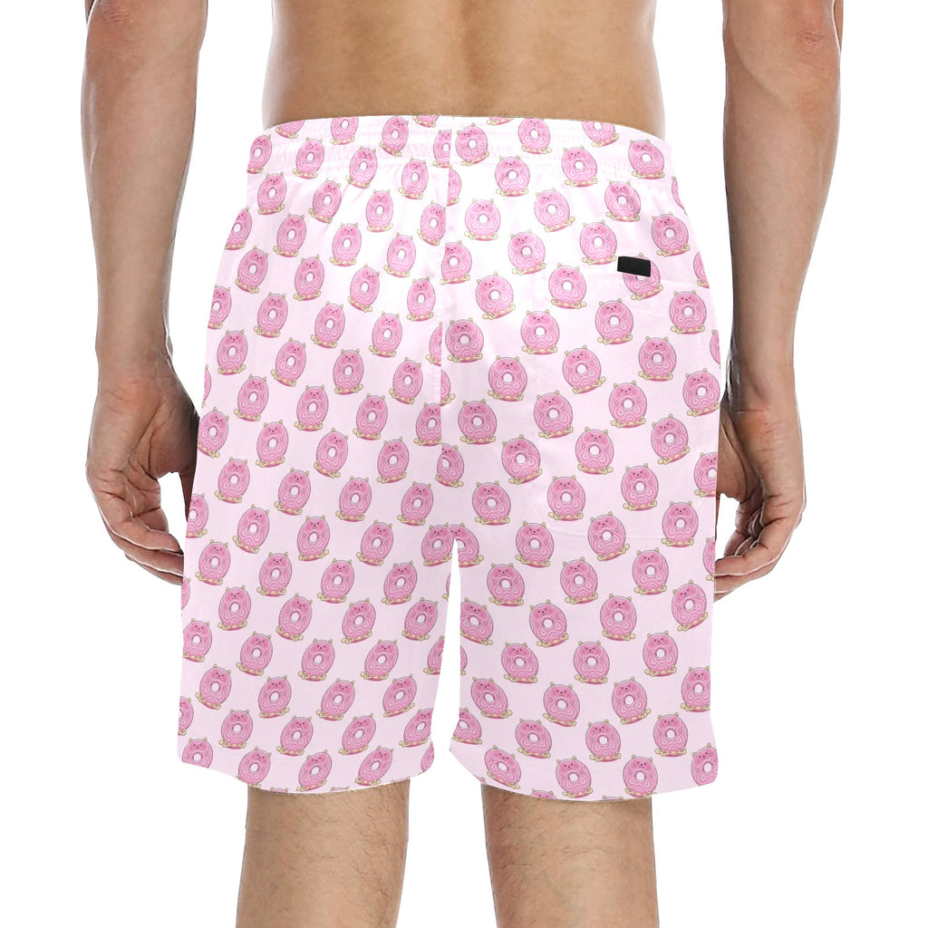 Cat Doughnuts Men's Mid-Length Beach Shorts Men's Mid-Length Beach Shorts animal Food Printed Offshore