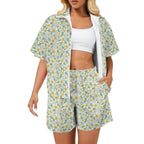 Delicate Frangipani Women's Windbreaker Short Set 2XL Women's Windbreaker Short Set Plants Printed Offshore