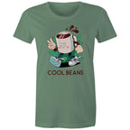 Cool Beans, Coffee - Womens T-shirt Sage Womens T-shirt Coffee Printed In Australia