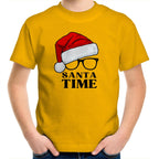 Santa Time - Kids Youth T-Shirt Gold Kids Christmas T-shirt Christmas Printed In Australia