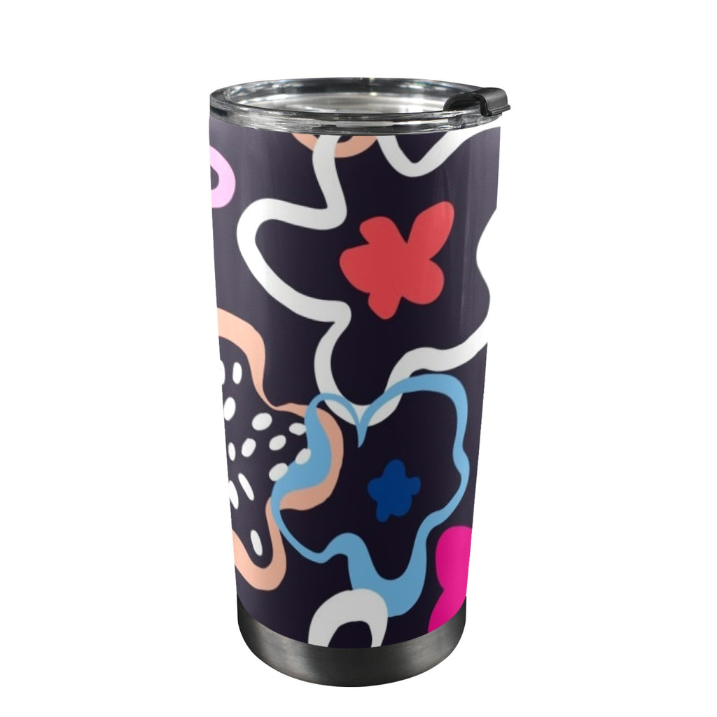 Floral In The Abstract - 20oz Mobile Tumbler with Lid (Black Lock)