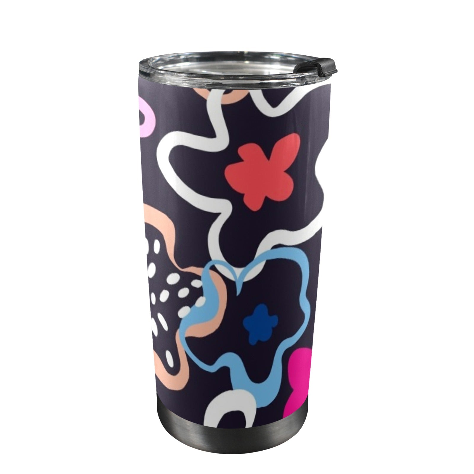 Floral In The Abstract - 20oz Mobile Tumbler with Lid (Black Lock)