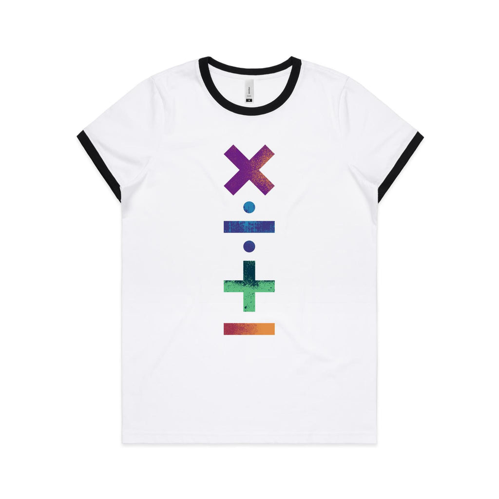 Maths Symbols - Women's Ringer Tee White Black