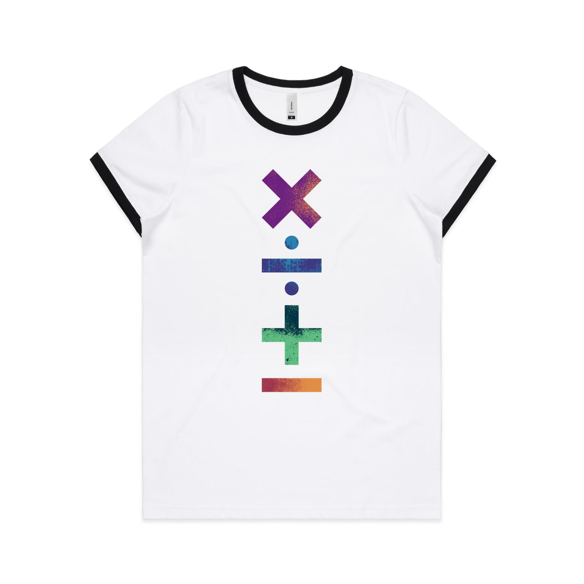 Maths Symbols - Women's Ringer Tee White Black