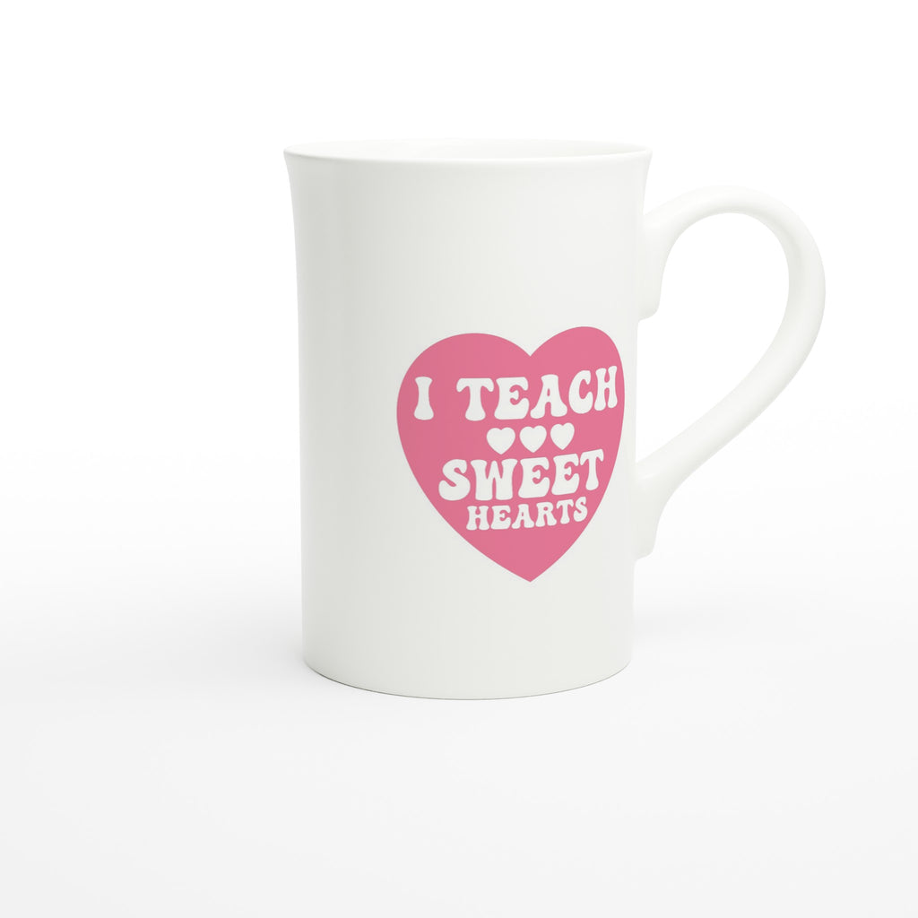 I Teach Sweet Hearts White 10oz Porcelain Slim Mug Porcelain Mug Globally Fulfilled Teacher