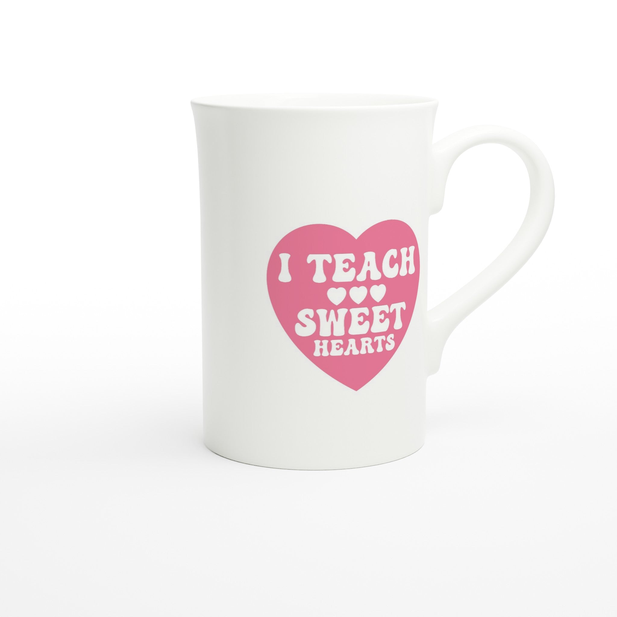 I Teach Sweet Hearts White 10oz Porcelain Slim Mug Porcelain Mug Globally Fulfilled Teacher