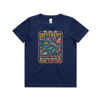 We Are All Different, But We All Swim Together Kids AS Colour T-shirt Cobalt Kids Youth T-shirt animal Ocean Positivity Printed In Australia