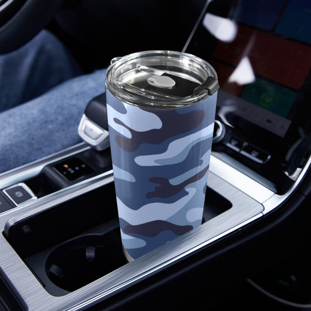 Blue Camouflage - 20oz Mobile Tumbler with Lid (Black Lock) 20oz Travel Mug Printed Offshore