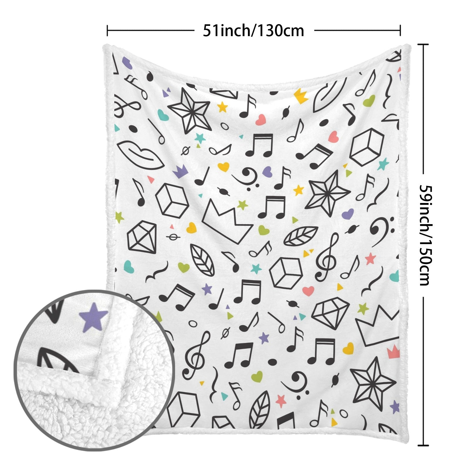 Music Time - Double-Layer Fleece Blanket 51"x59"