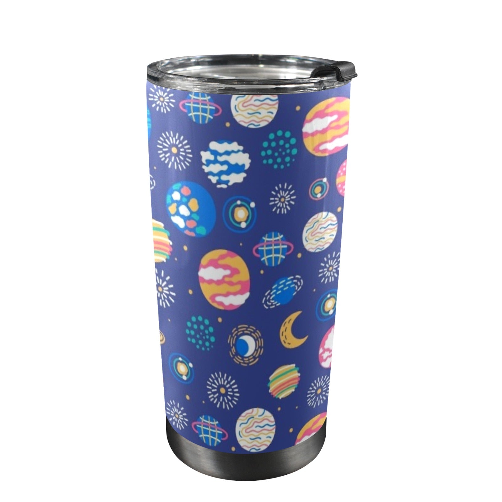 Planets On Blue 20oz Mobile Tumbler with Lid (Black Lock) One Size 20oz Travel Mug Printed Offshore Space