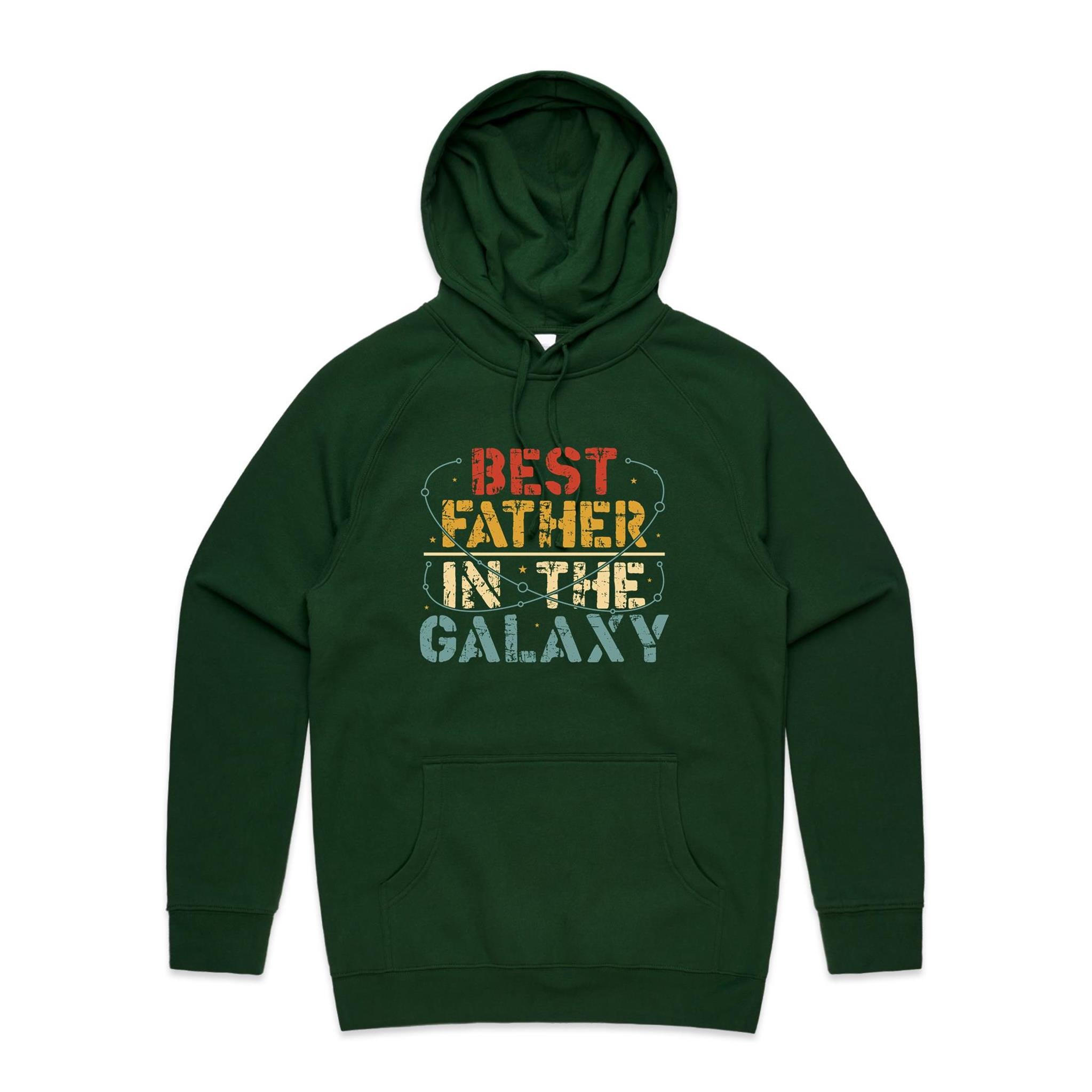 Best Father In The Galaxy - Mens Hoodie Forest Green Mens Hoodie Dad Printed In Australia