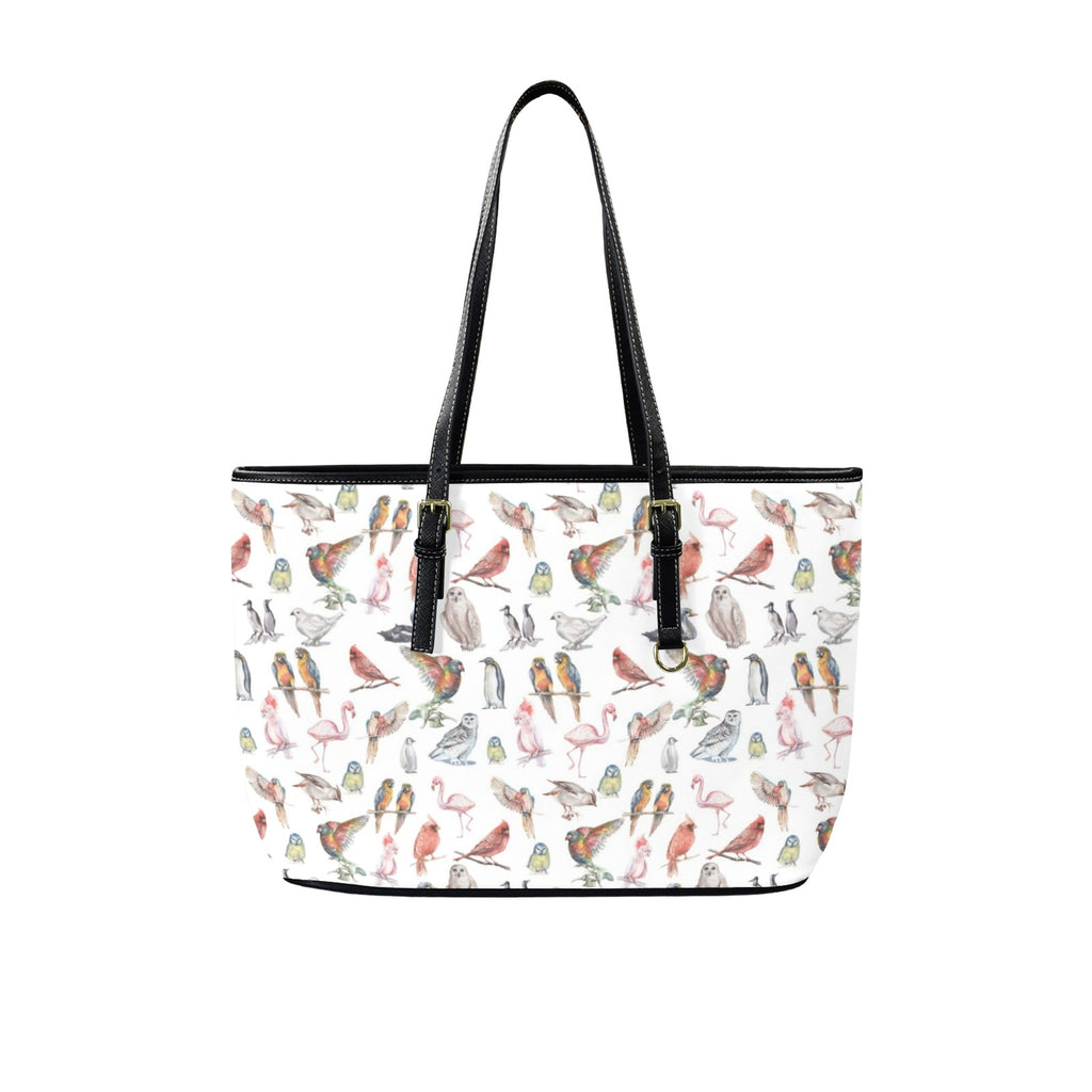 Birds Of A Feather PU Leather Tote Bag Large One Size Leather Tote Bag-Large animal Birds Printed Offshore