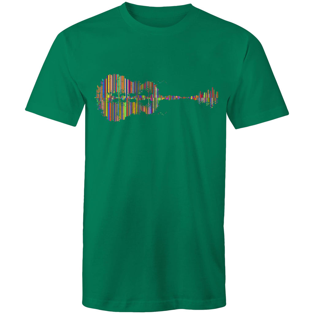 Guitar Reflection In Colour - Mens T-Shirt Kelly Green Mens T-shirt Music Printed In Australia