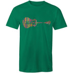 Guitar Reflection In Colour - Mens T-Shirt Kelly Green Mens T-shirt Music Printed In Australia