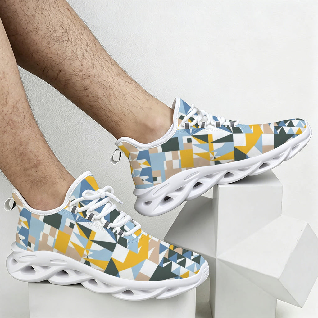 Blue Geometric Men's Twisted Sole Sneakers