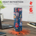 Music Instruments Blue - 20oz Tall Skinny Tumbler with Lid and Straw