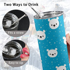 Bears On Blue - 20oz Tall Skinny Tumbler with Lid and Straw