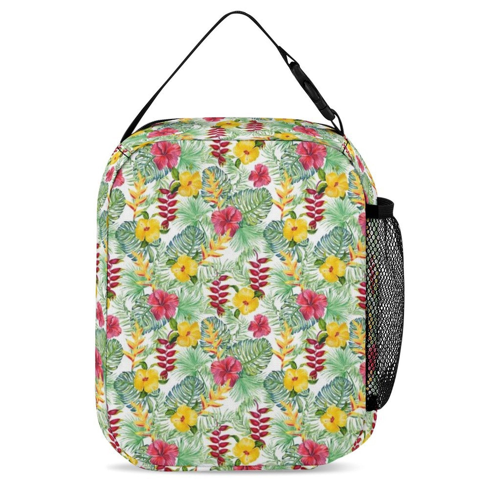 Tropical Flowers On White Backpack, Lunch Bag & Pencil Case Set