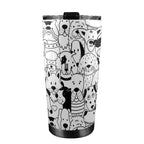 Black And White Dogs - 20oz Mobile Tumbler with Lid (Black Lock) 20oz Travel Mug animal Printed Offshore
