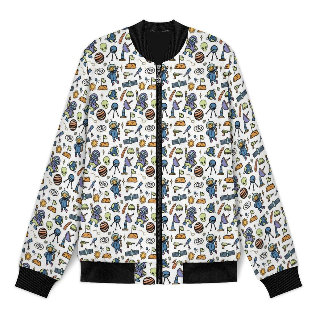 All About Space Men's Casual Zip‑Up Bomber Jacket