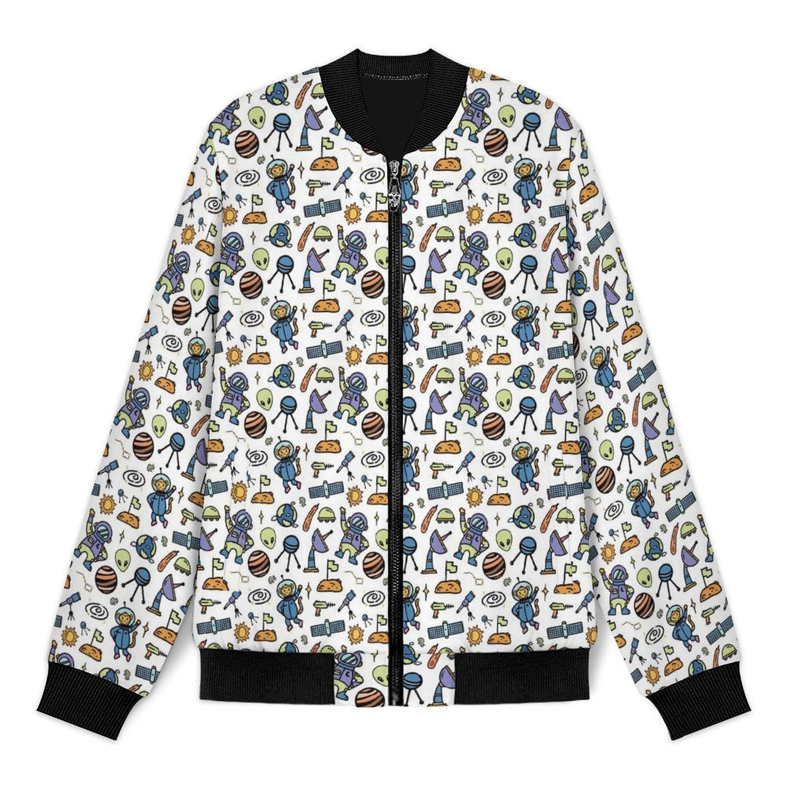 All About Space Men's Casual Zip‑Up Bomber Jacket
