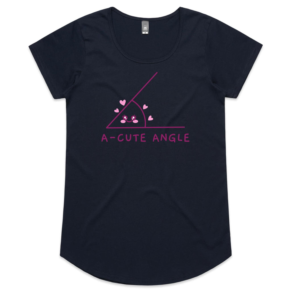 A-Cute Angle, Maths - Womens Scoop Neck T-Shirt Navy Womens Scoop Neck T-shirt Maths Printed In Australia