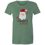 Santa's Favourite - Womens T-shirt Sage Womens Christmas T-shirt Christmas Printed In Australia