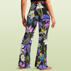 Butterfly Flowers High Waist Crossover Tummy Control Flare Leggings High Waist Flare Leggings Plants Printed Offshore