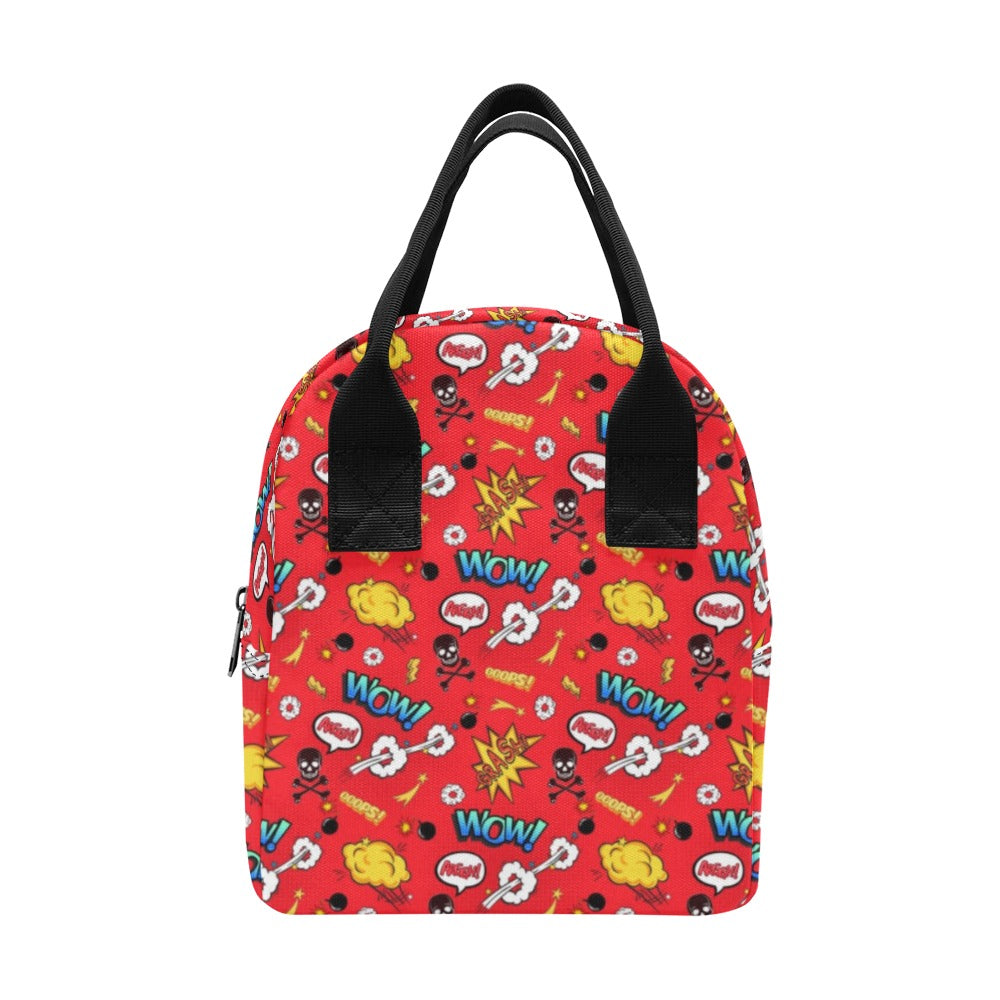 Comic Book Red - Zipper Lunch Bag One Size Zipper Lunch Bag Printed Offshore
