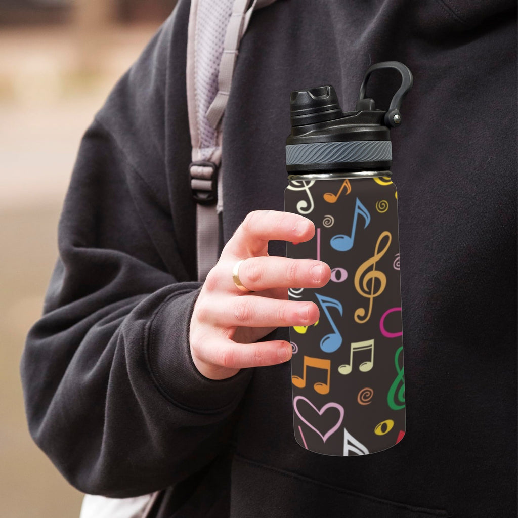 Music Notes - Insulated Water Bottle with Dual-Use Lid (18oz) Insulated Water Bottle with Dual-Use Lid (18oz) Music Printed Offshore